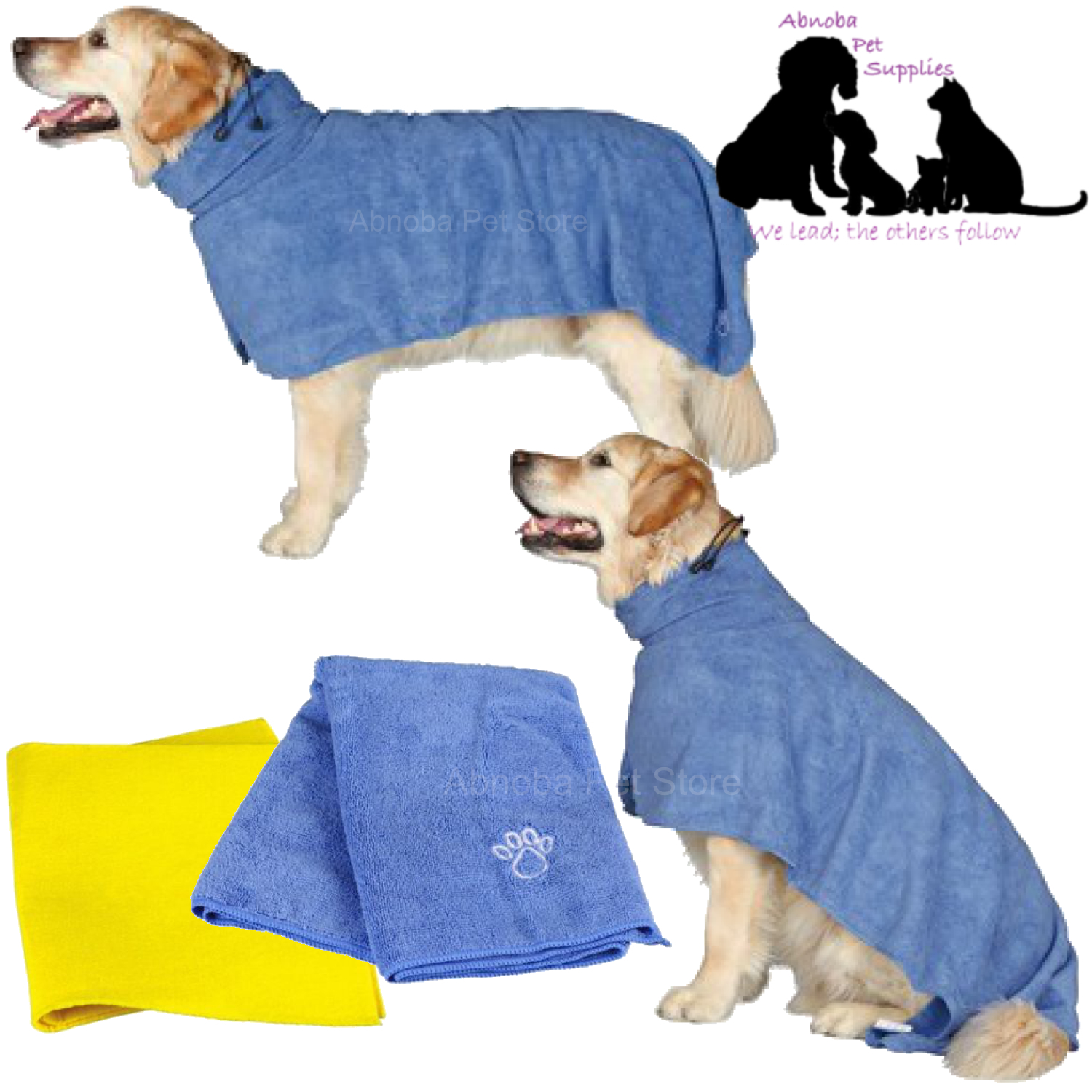 Dog Drying Coat Bathrobe Towel Easy Dry Ultra Absorbant After Walk