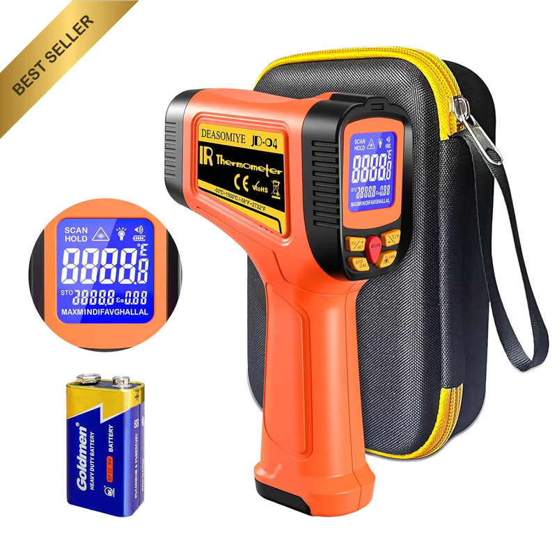 Digital Infrared Thermometer Gun, -58°F to 2732°F, 50:1 Distance Ratio Laser Tem
