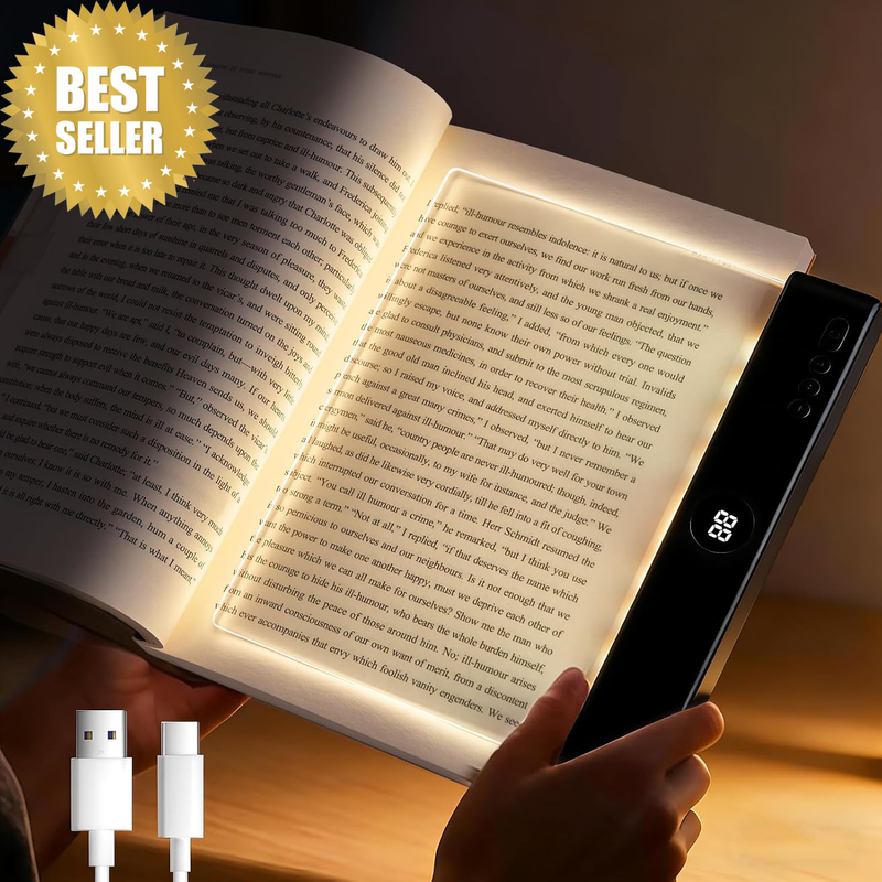 2026 Upgraded Book Light, Rechargeable Clear LED Flat Book Lights for Reading in