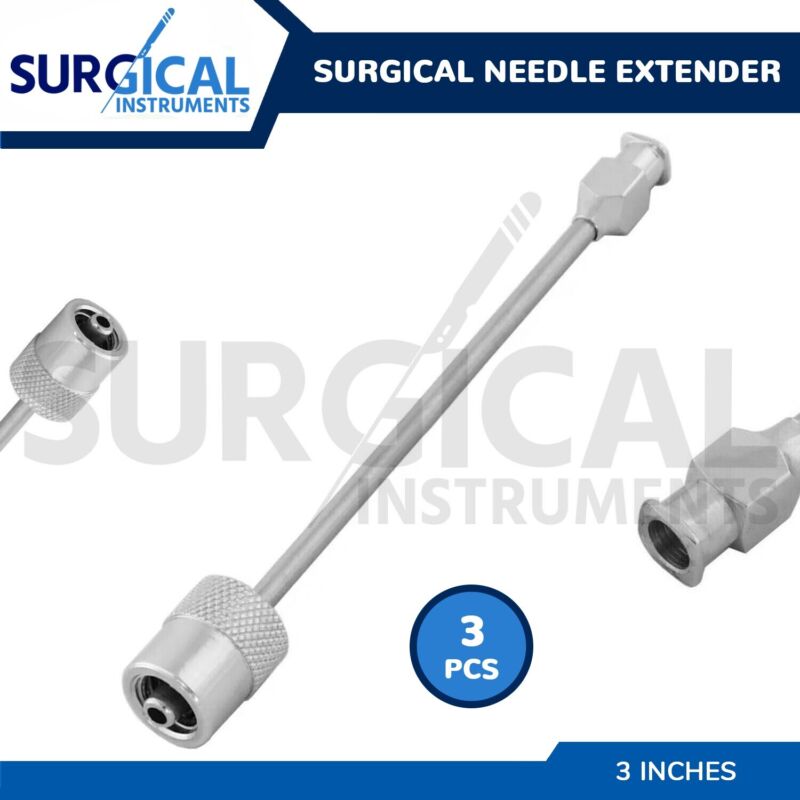 3 Pieces Surgical Needle Extender 3" Stainless Steel Cervical Block German Grade