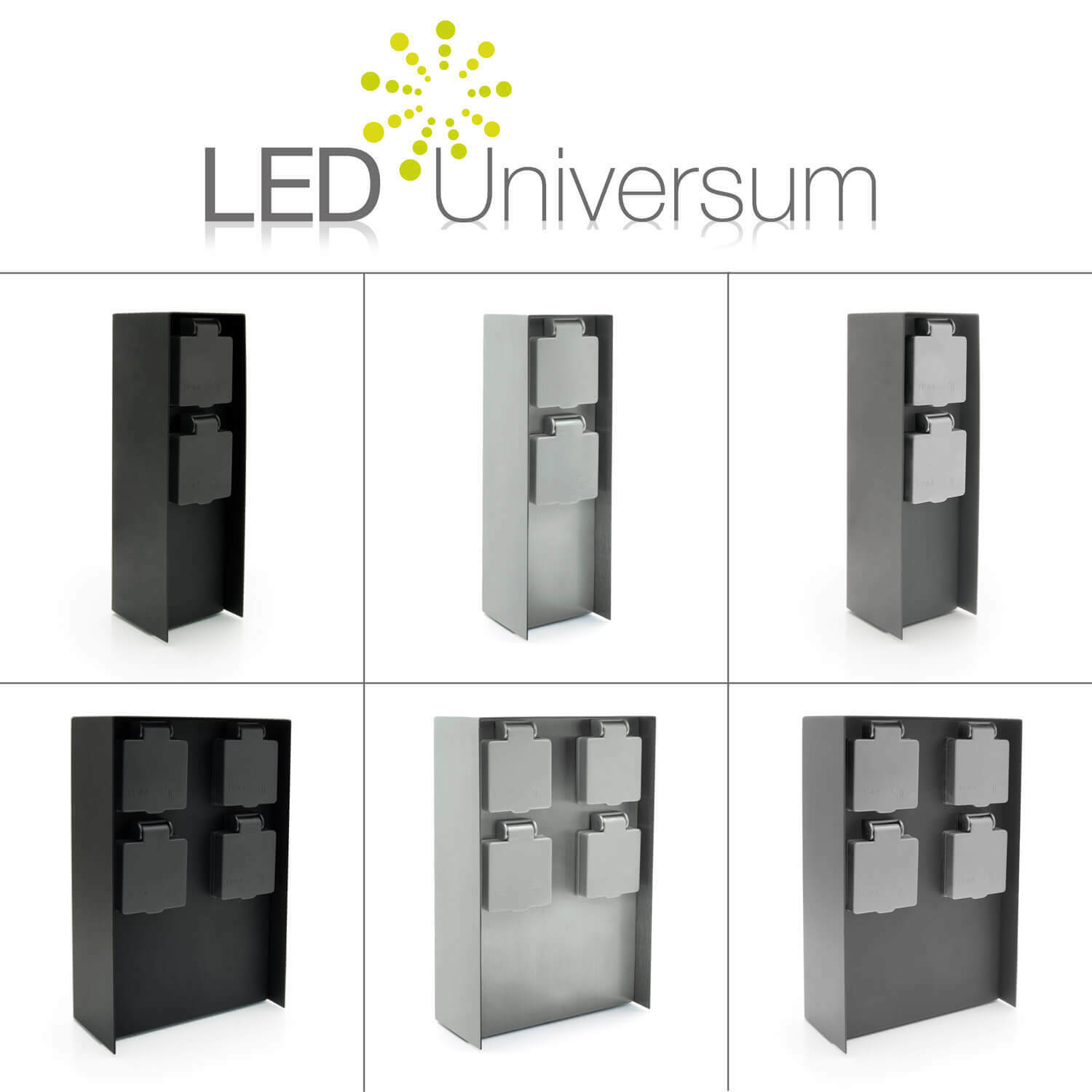 LED Universum Garten Steckdose Energie Säule Strom Außen Edelstahl IP44 Terrasse