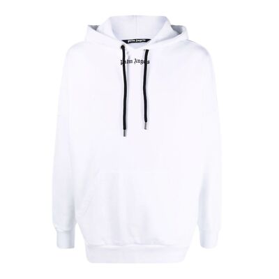 Pre-owned Palm Angels Classics Logo Over Hoodie Mens Style : Pmbb036c99fle00 In White/black