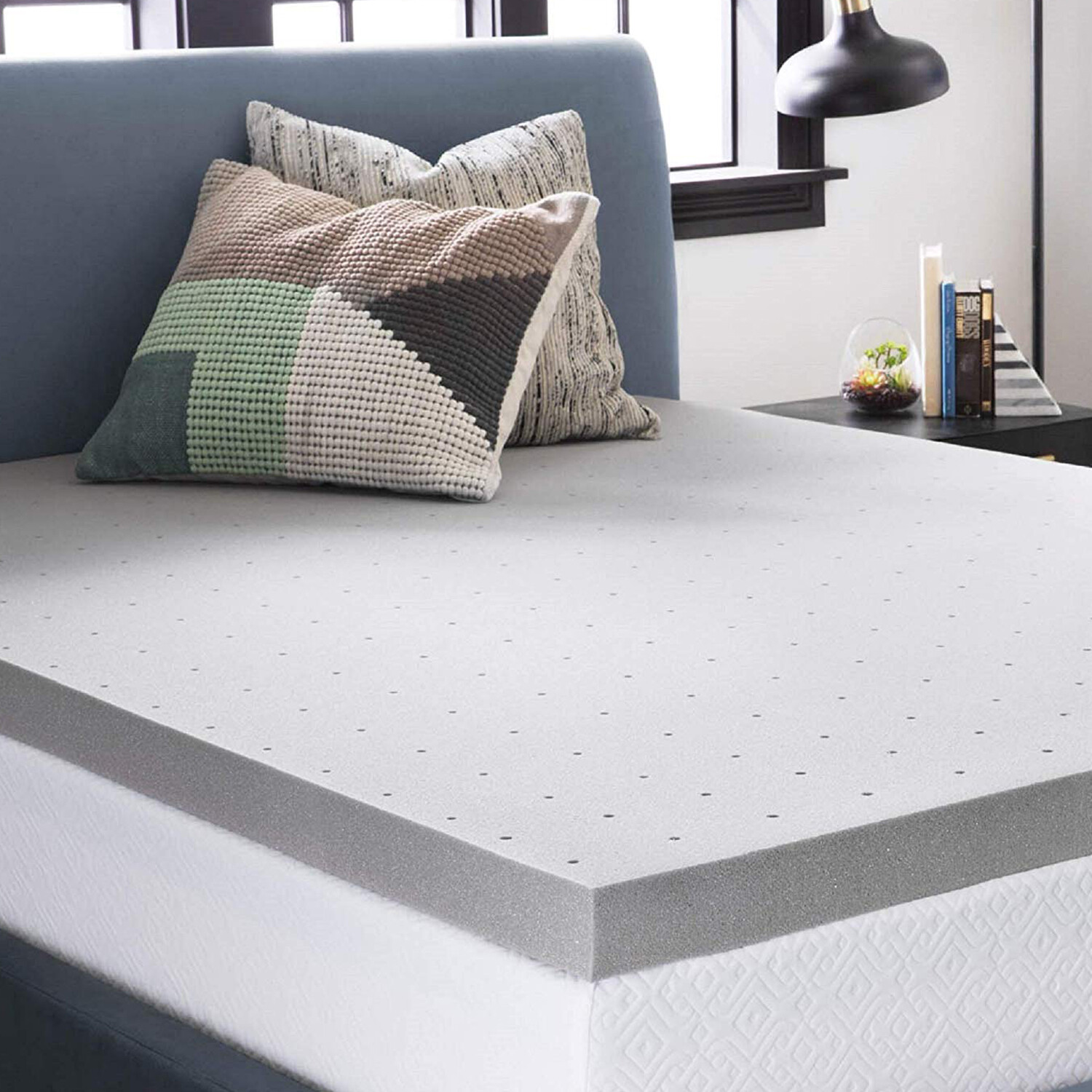 3" Bamboo Charcoal Memory Foam Mattress Topper Contouring Ventilated Odorless