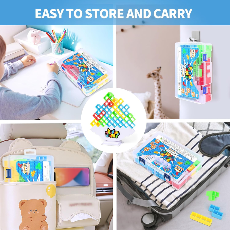 48 PCS Tetra Tower Game for Adult & Kids, Stack Attack Board Games for Family...