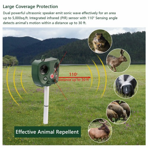 Solar Ultrasonic Pest Animal Repeller Cat Rodent Rat Squirrel Raccoon Control Ultrasonic Pest Repellers Home Garden