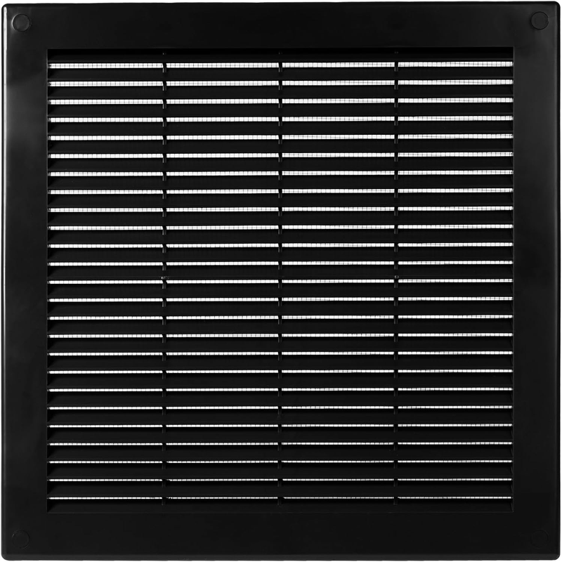 Black Air Vent Grille 300x300mm (12 Inch) Plastic Duct Cover with Insect Mesh Sc
