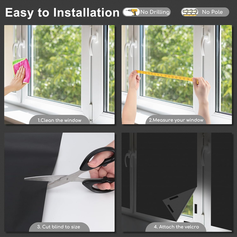 Blackout Curtains for Bedroom - 200x145 cm Portable Blackout Blinds Curtain for