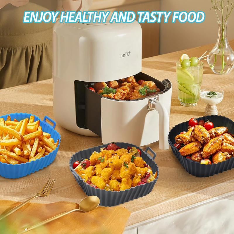Silicone Air Fryer Liners Reusable 3 PCS, Airfryer Liners, Silicone Air Fryer Ba