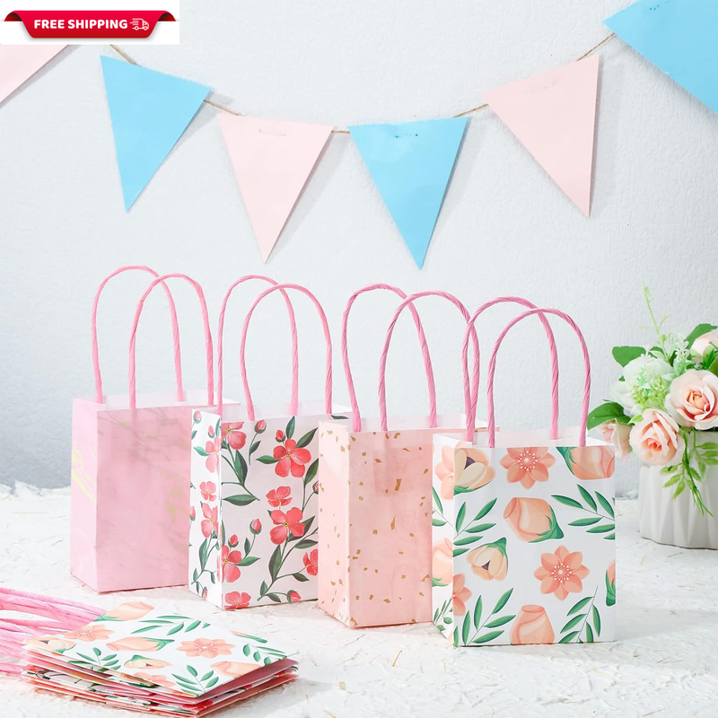 24 Pcs Mini Gift Bags with Handles Small Gift Bags Tea Party Favors for Women, T