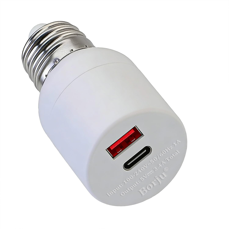 Borju Light Socket USB Adapter for Decorative Lights, Lighting, Security Camera,