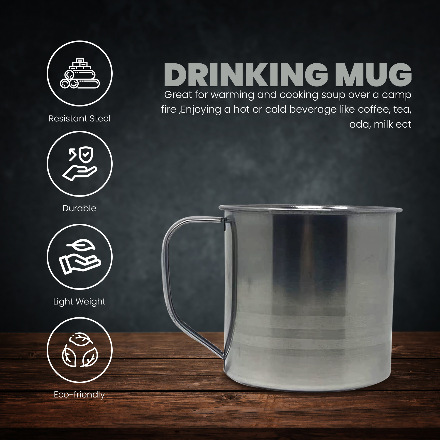 Set of 6 Unbreakable Stainless Steel Coffee Soup Tumbler Camping Mug Cup 16oz