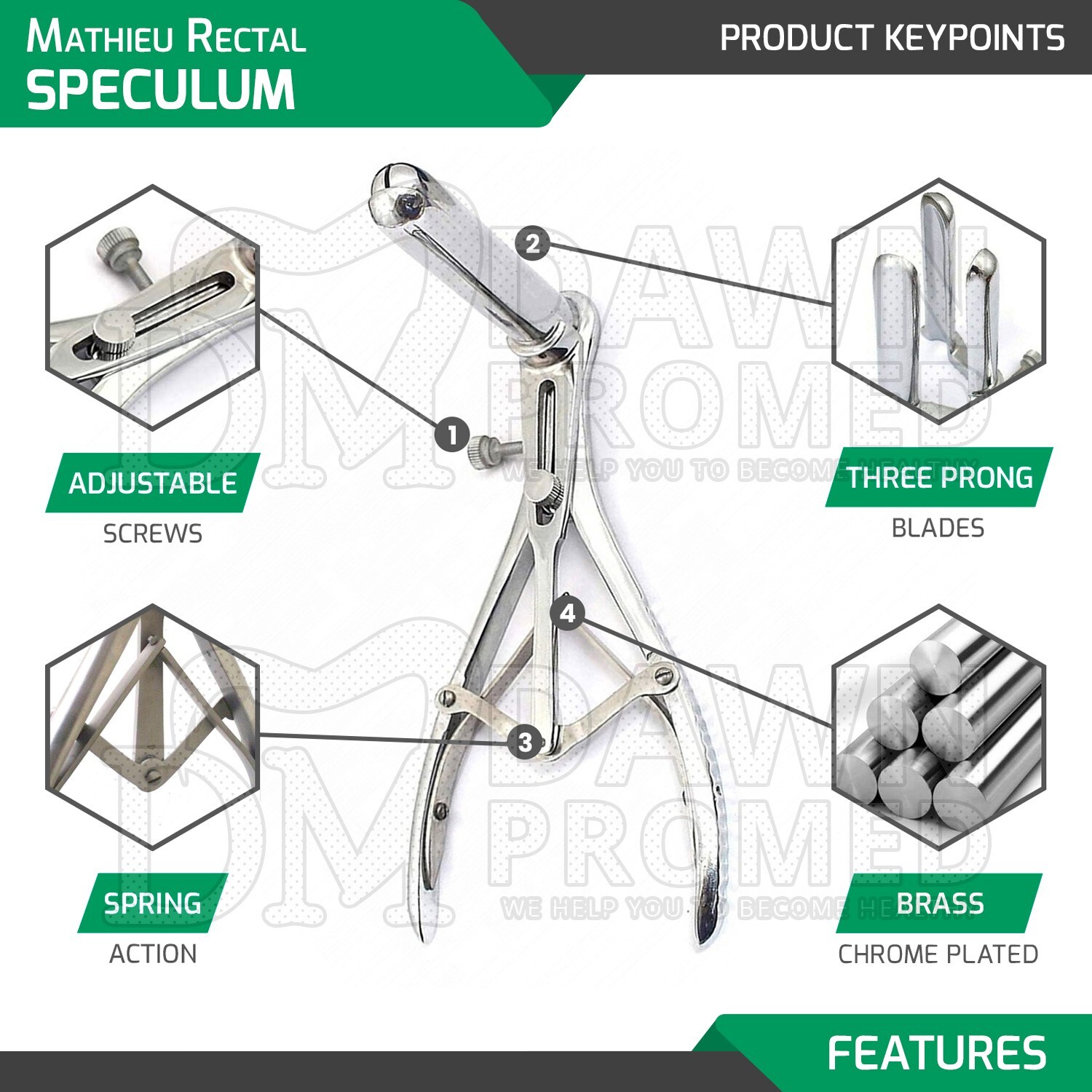 Mathieu Anal Speculum 3 Prongs 7.75" Dilation Rectal Exam Medical Surgical