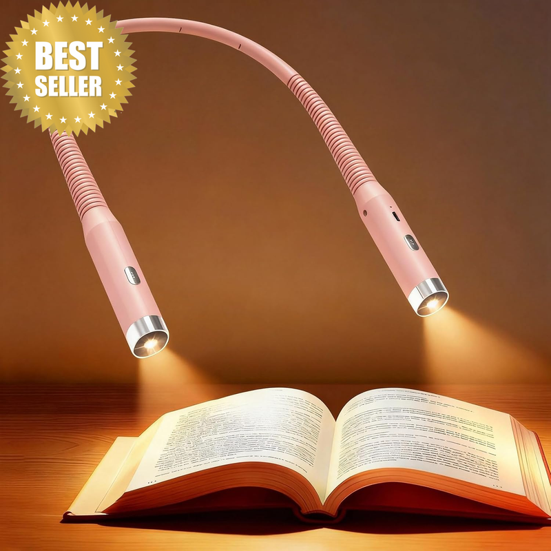 Neck Reading Light, Rechargeable Bendable Book Light,Pink | 3-Color & 9-Brightne