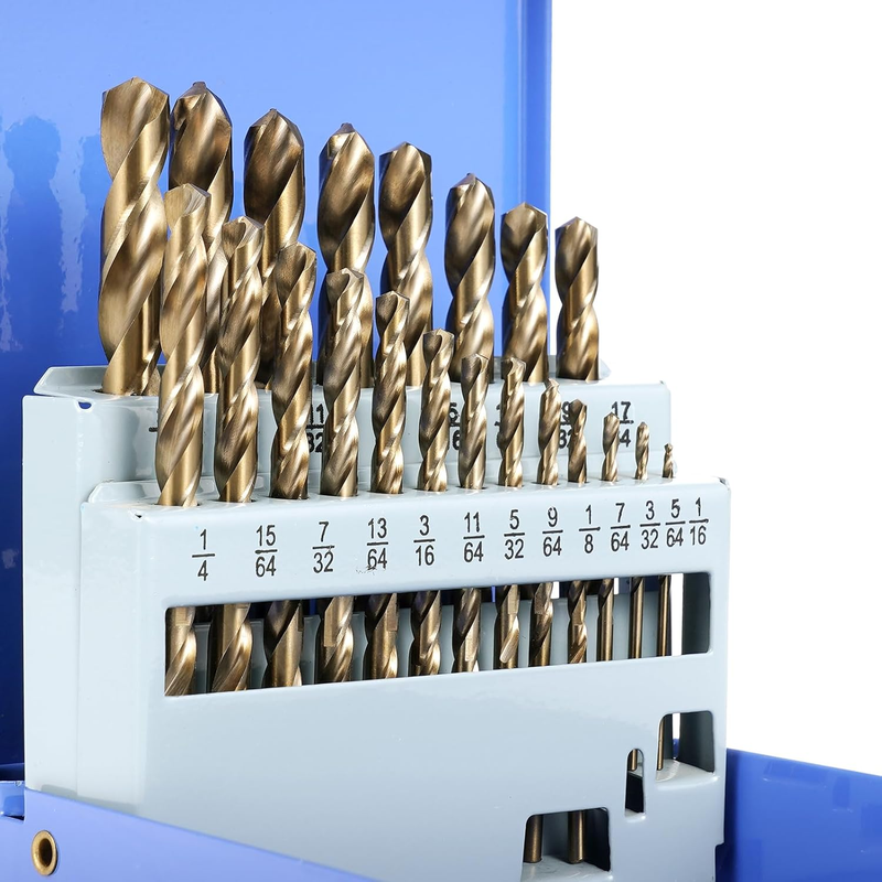 Cobalt Drill Bit Set for Hardened Metal and Stainless Steel, 21Pcs M35 High Spee