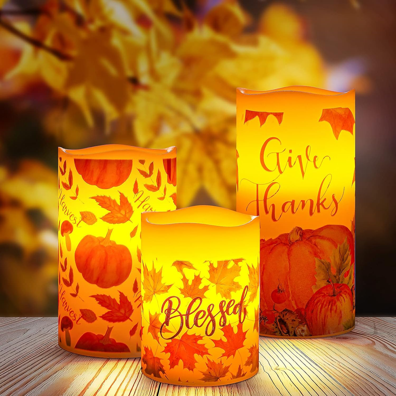 Lights Leaf Pumpkin Fall Decor Candl
