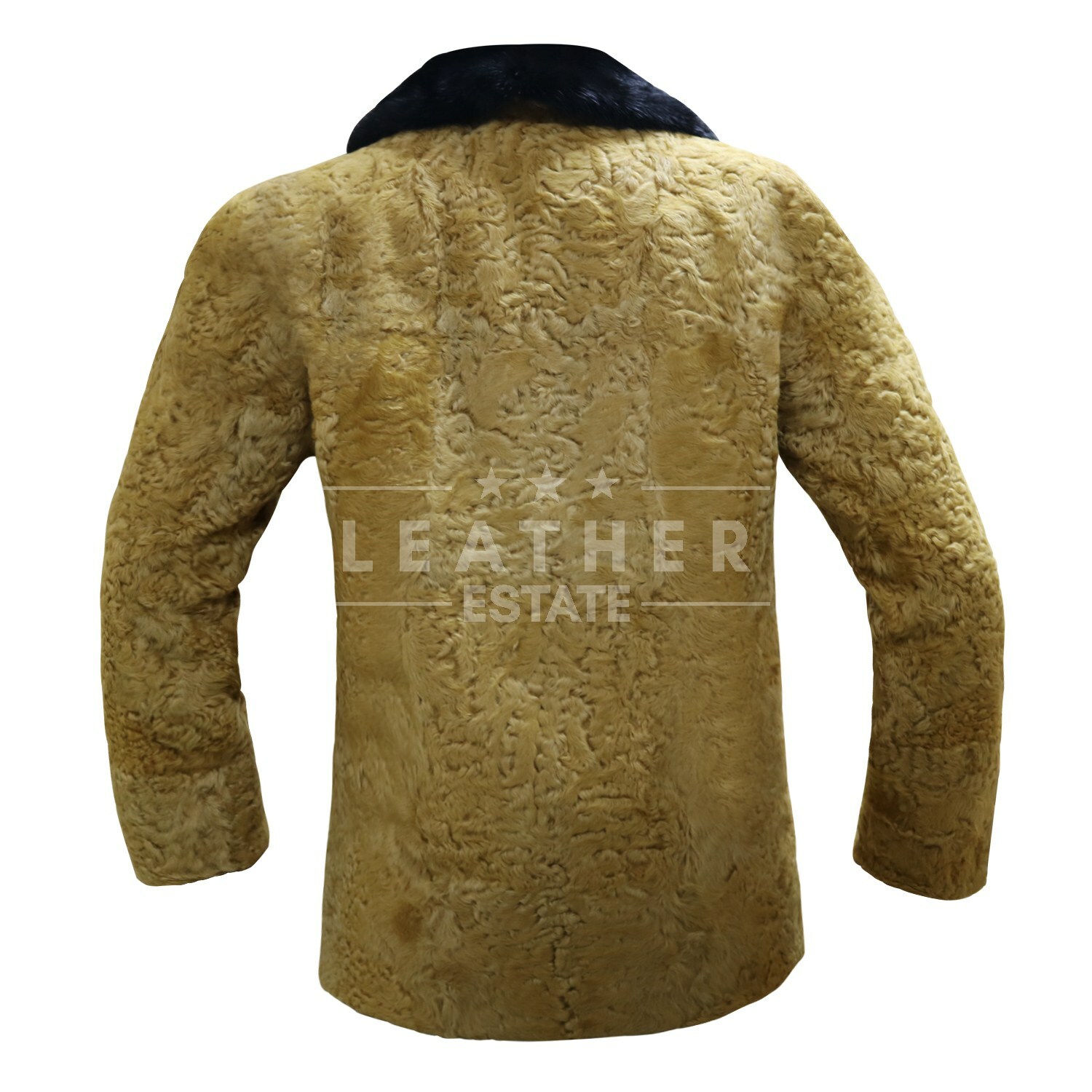 Pre-owned Leather Estate Mustard Persian Lamb Fur Coat With Real Mink Collar | Karakul Fur Jacket