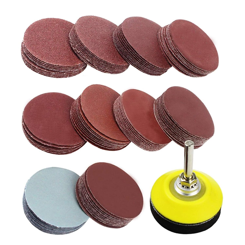 100Pcs 2 Inch Drill Sander Attachment with Backer Plate 1/4&Prime; Shank Sanding Discs