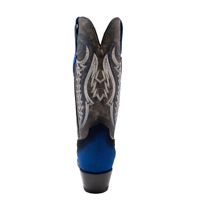 Pre-owned Ferrini Womens Roughrider V-toe Electric Blue Leather Cowboy Boots