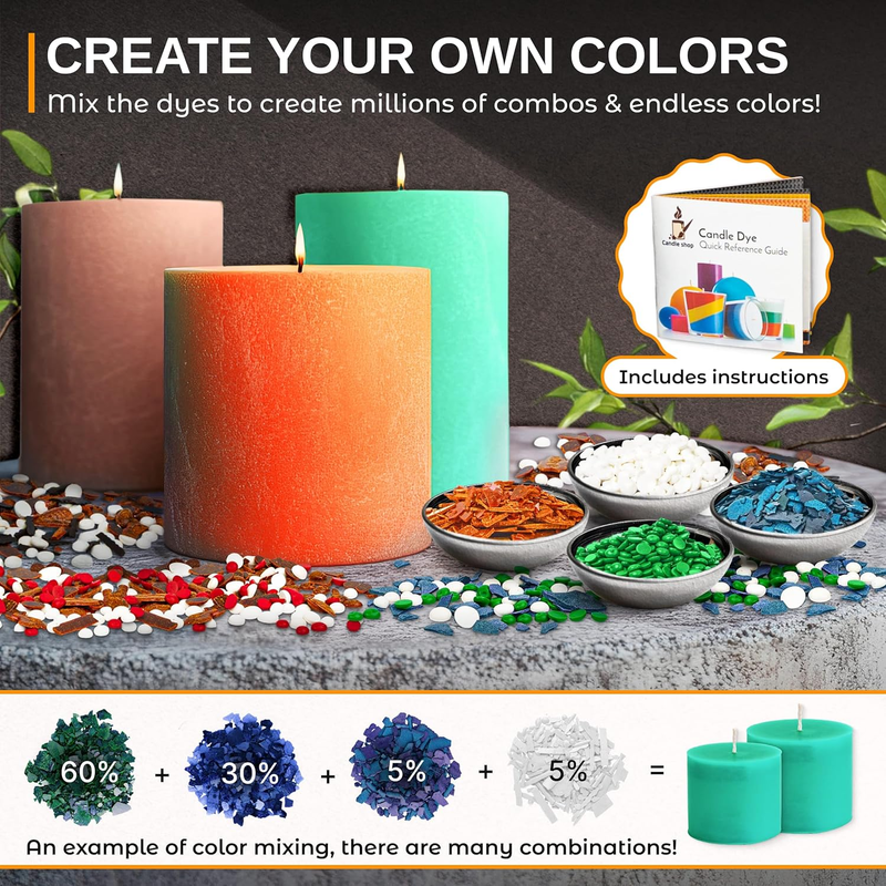 16 Colors Set Wax Dyes for Candle Making, Soy Wax Color Dye Flakes Nontoxic