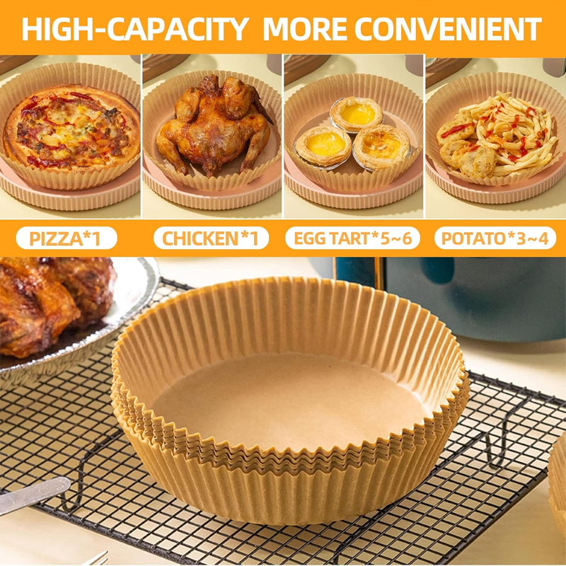 Air Fryer Disposable Paper Liner Round, 7.9 Inch Air Fryer Liners 100 PCS, Bakin