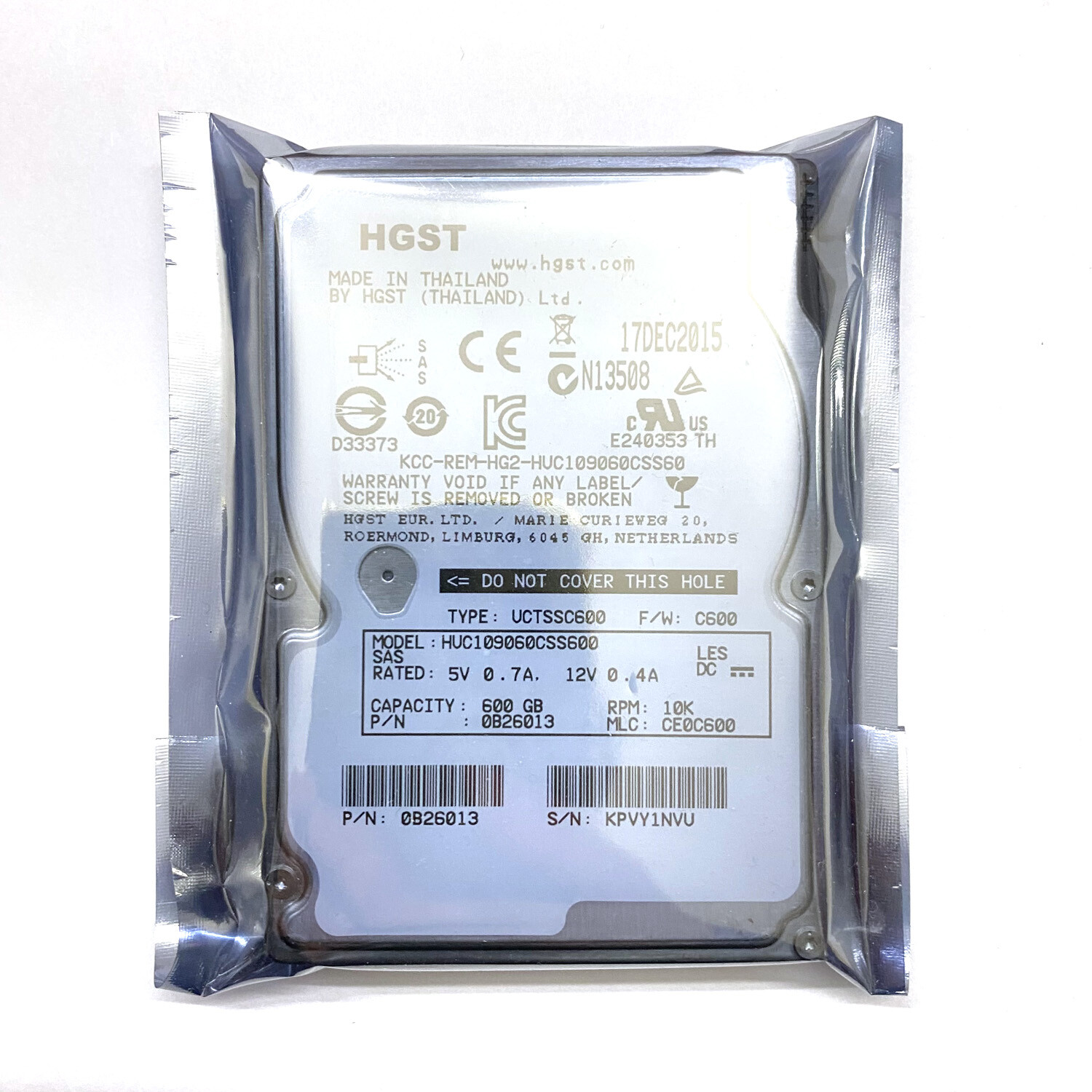 【新品未使用】HGST HUC1090COSS60 600GB HDD NEW H.G.S.T HUC109060CSS600 C10K900 600GB 2.5