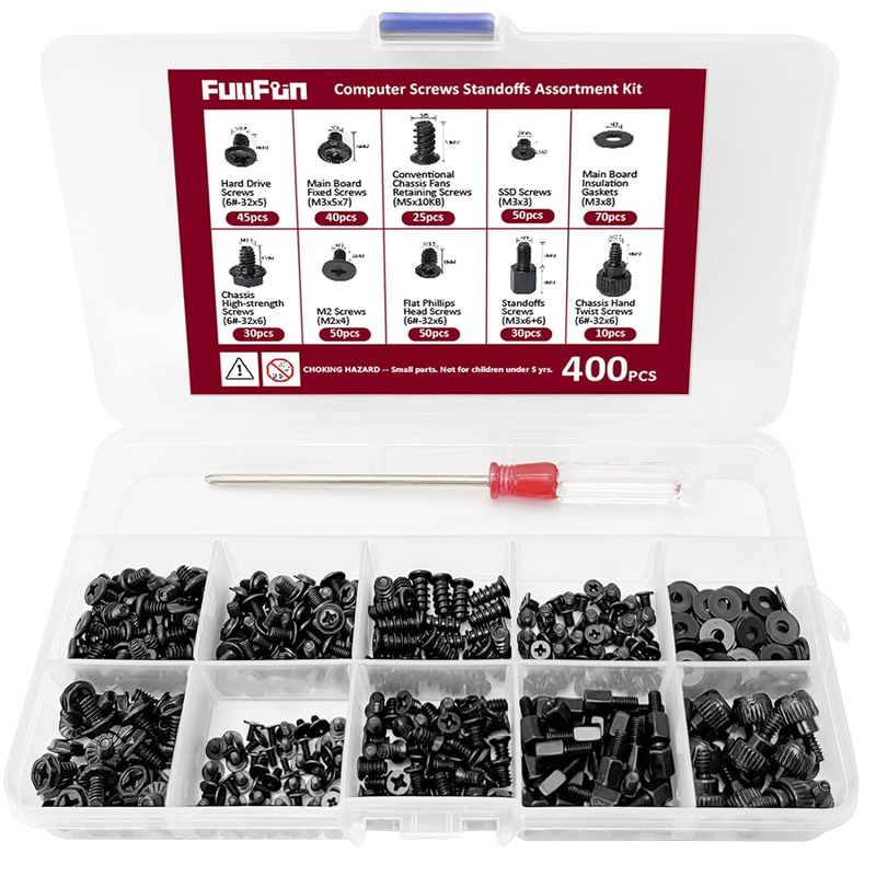 400PCS Computer Screws Motherboard Standoffs Assortment Kit for Universal Mother