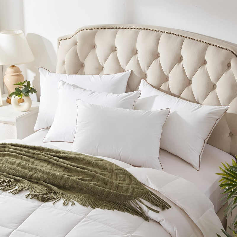 &reg; Goose Feather down Pillows Queen Size Set of 2, Soft Fluffy Luxury Hotel Colle