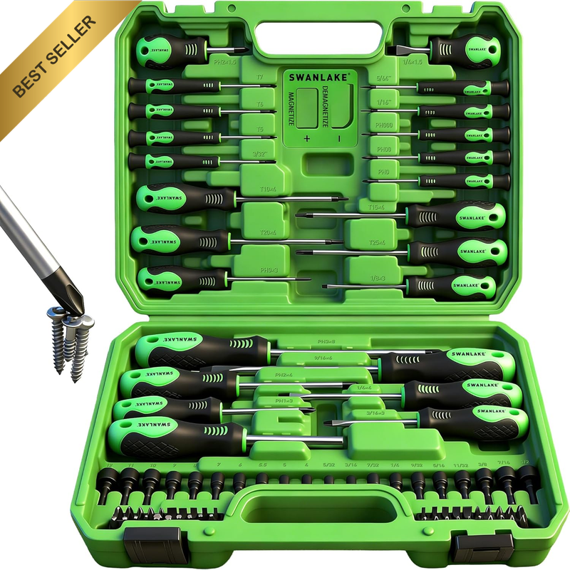 SWANLAKE 86PCS Magnetic Screwdriver Set,Includes Slotted/Phillips/Torx Mini Prec