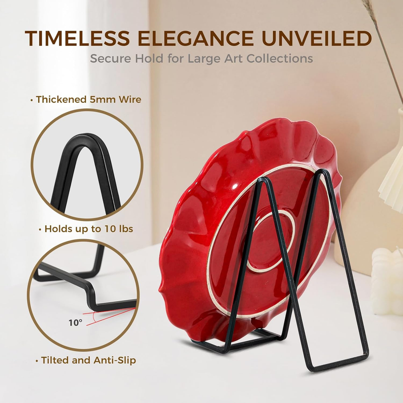 Metal Plate Stands for Display - 8 Inch Large Iron Easels for Decorative Plates,