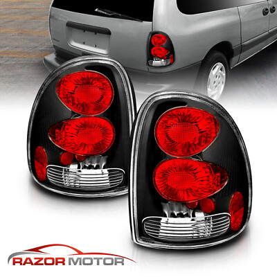 1996-2003 Fit Dodge Durango Caravan Town & Country Voyager Black Tail Lights Set