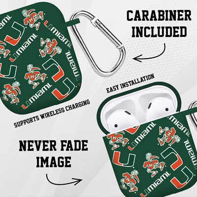 Miami Hurricanes HD Case Cover for Apple AirPods Gen 1 & 2