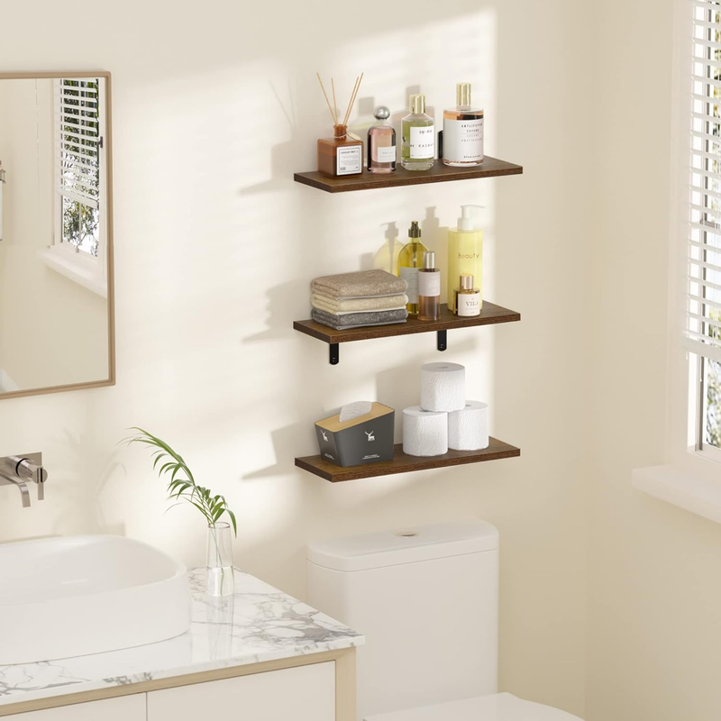 Floating Shelves for Wall Decor Storage, Wall Mounted Shelves Set of 3, Sturdy S