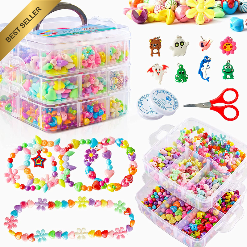 1100 Jewelry Making Bead Kit Scissor String Instruction Accessories