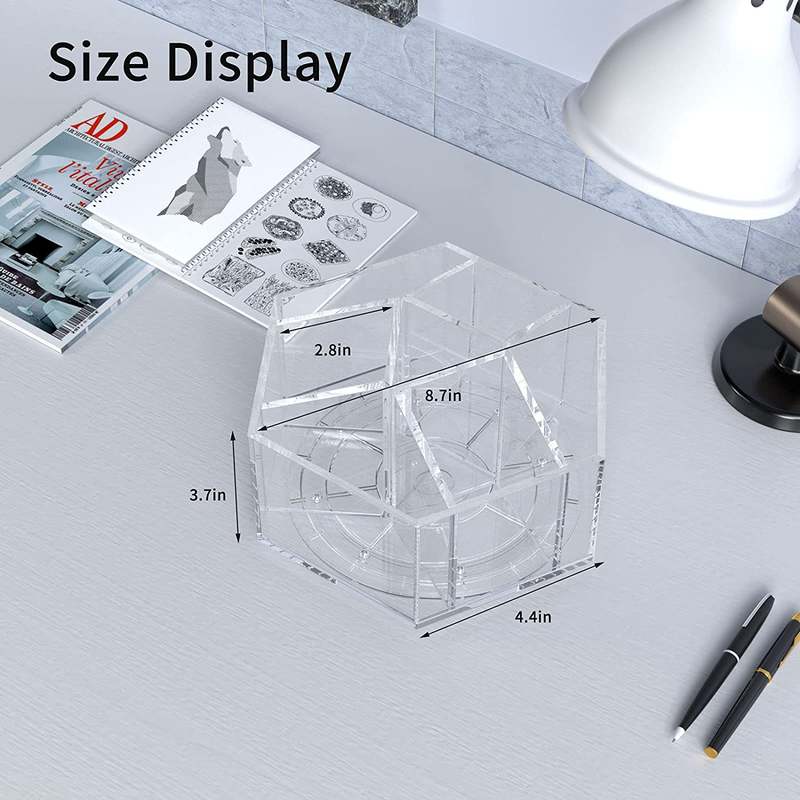 360&deg; Rotating Pen Pencil Holder 7 Compartments Multi Capacity Marker Storage Art