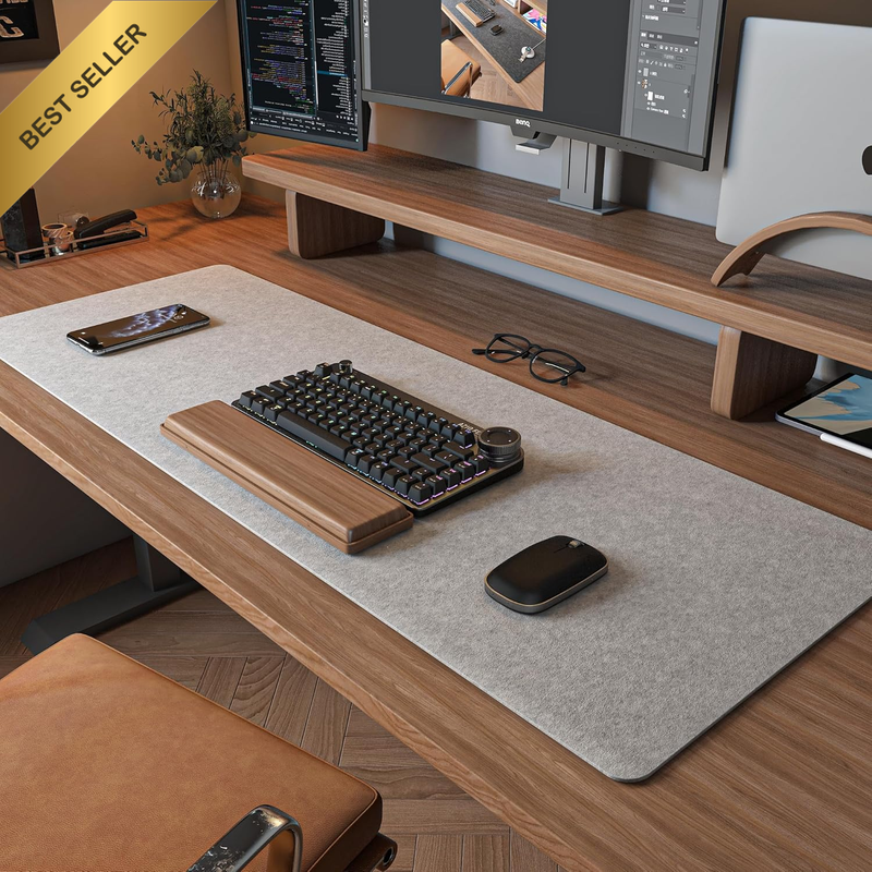 Light Grey Large Desk Mat 90x30cm Extra Large Keyboard Mouse Pad Computer Mat