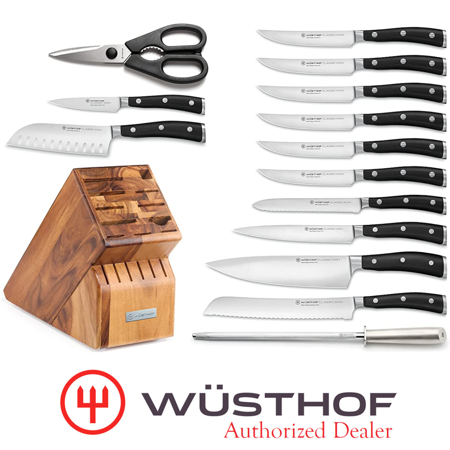 Wusthof Classic Ikon Series Stainless Steel Knife Block Sets, Authorized Dealer