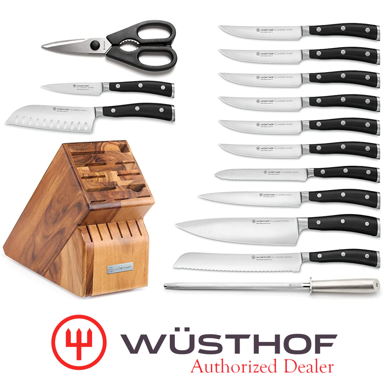 Wüsthof Classic 12-Piece White Knife Block Set