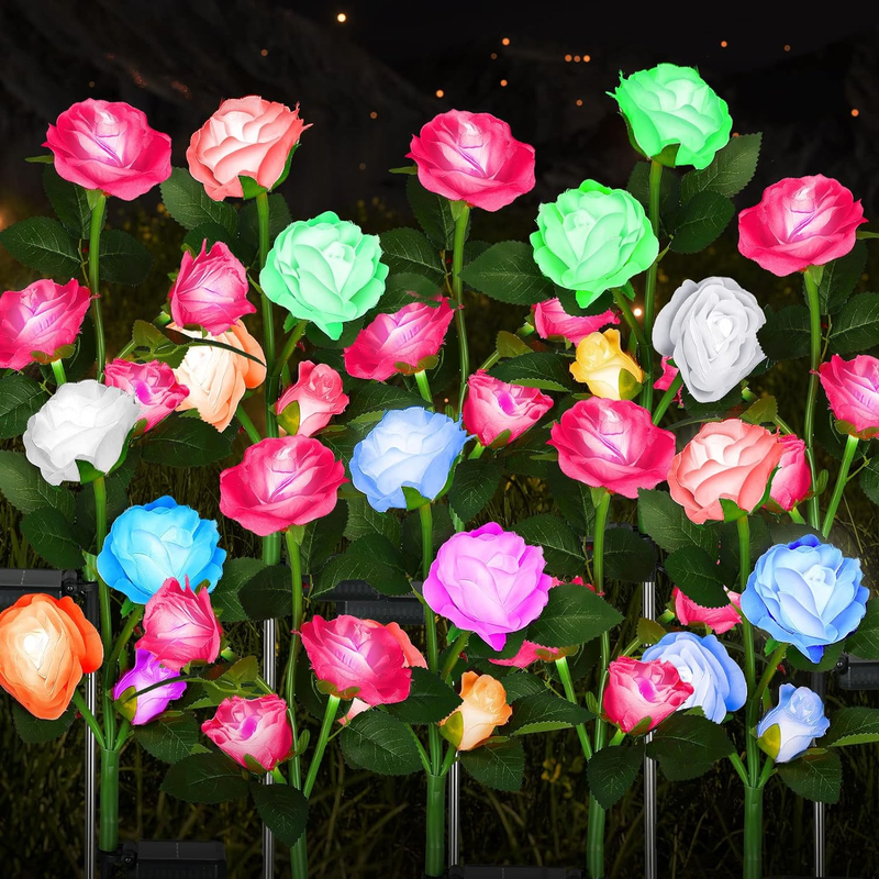 Outdoor Waterproof Garden Stake Flower Lights With 40 R