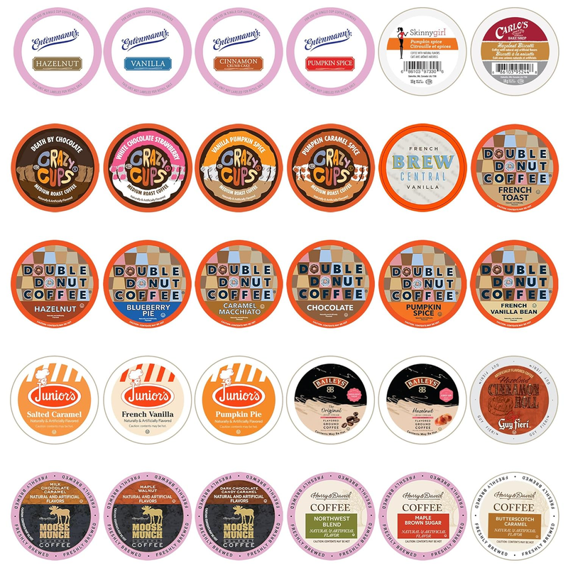 Flavored Coffee Variety Sampler Pack, Assorted Flavors in Single Serve Pods for