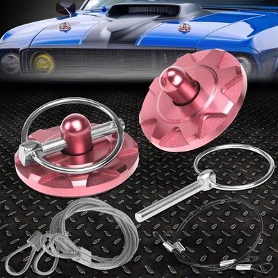 ПАРА РОЗОВЫХ АЛЮМИНИЕВЫХ КАБЕЛЕЙ JDM COSMETIC MODS ИЗ АЛЮМИНИЯ РАЗМЕРОМ 60 x 28 ММ С БУЛАВКАМИ ДЛЯ ВЫТЯЖКИ И ЛЕНТОЙ