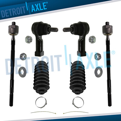 6pc Inner & Outer Tie Rod + Rack Boot for 04 05 2006 2007-2012 Mitsubishi Galant
