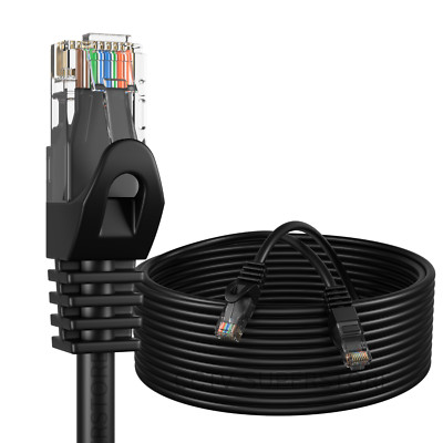 CAT5E Ethernet LAN Cable RJ45 Black 1ft to 6ft for PS3, Xbox, PC, Router lot