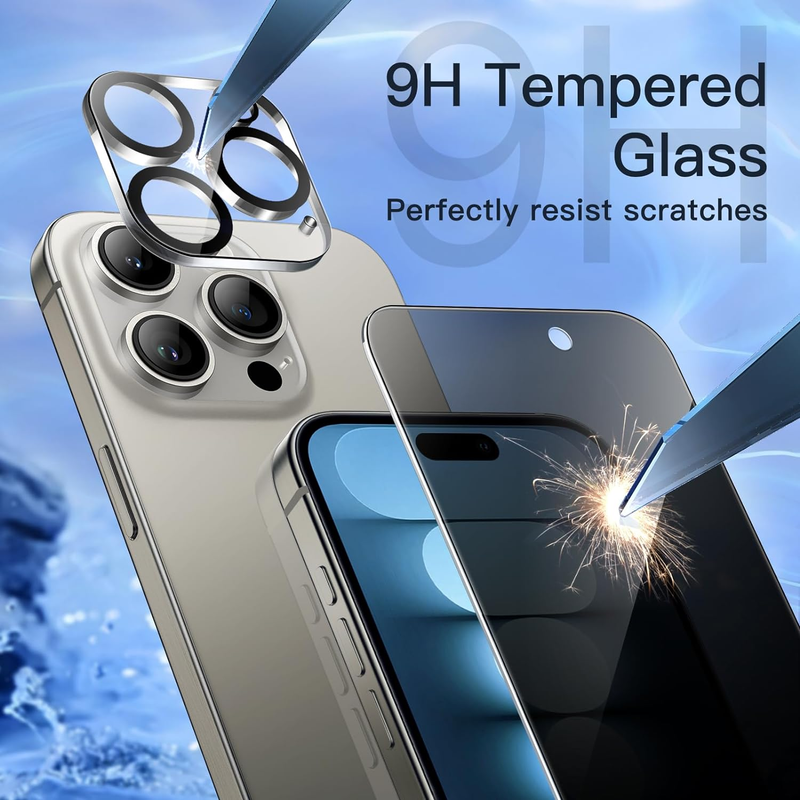 Privacy Screen Protector for iPhone 15 Pro Max 6.7-Inch with Camera Lens Protect