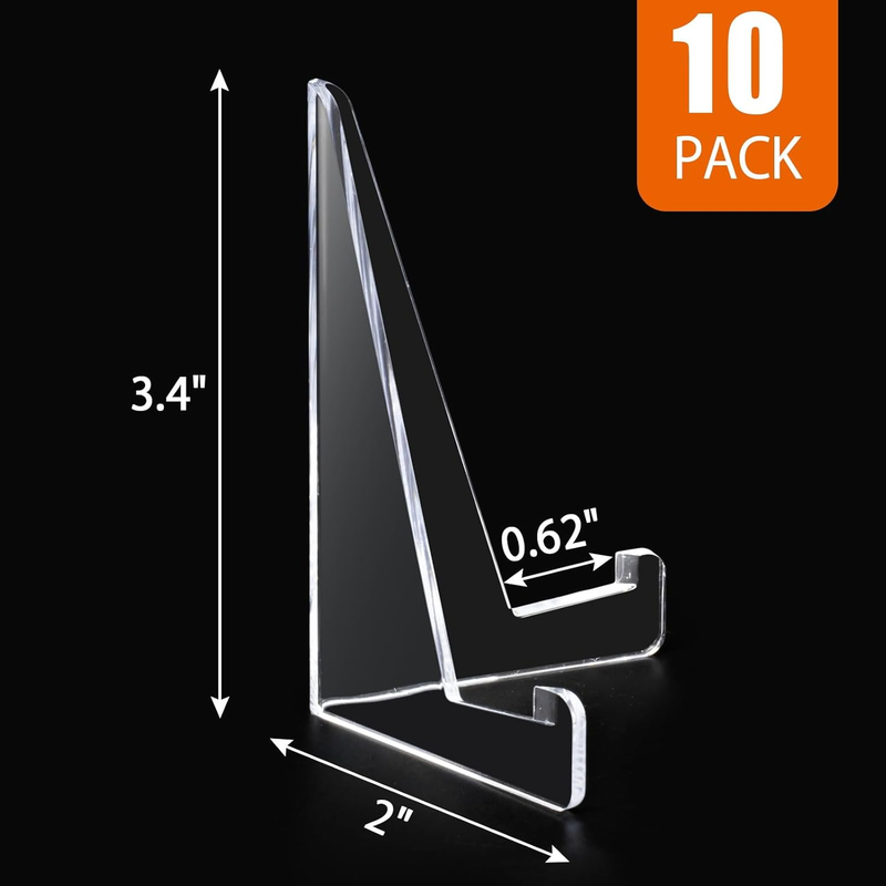 Trading Card Display Stand, PSA, SGC, BGS Card Holder, Clear Plastic, 10 Pack