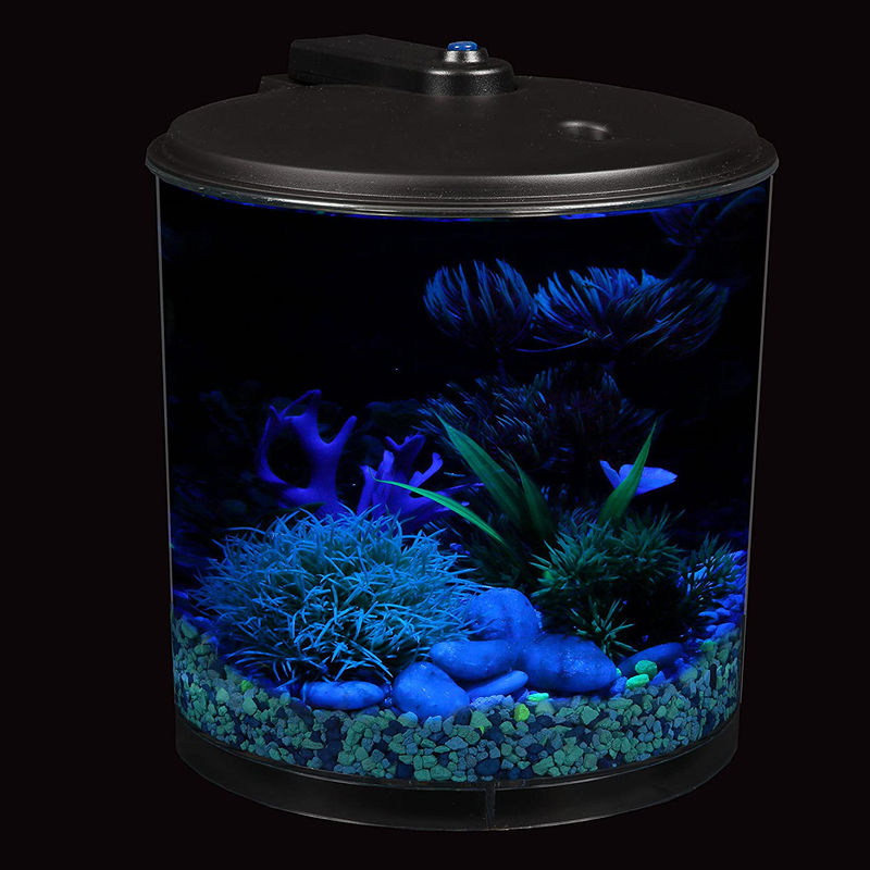 2 Gallon 360 Aquarium with Power Filter LED Lighting Trendy Elegant Design