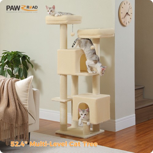 PAWZ Road Cat Tree Tower Scratching Post Multi-Level Large Condo House Toy 133cm