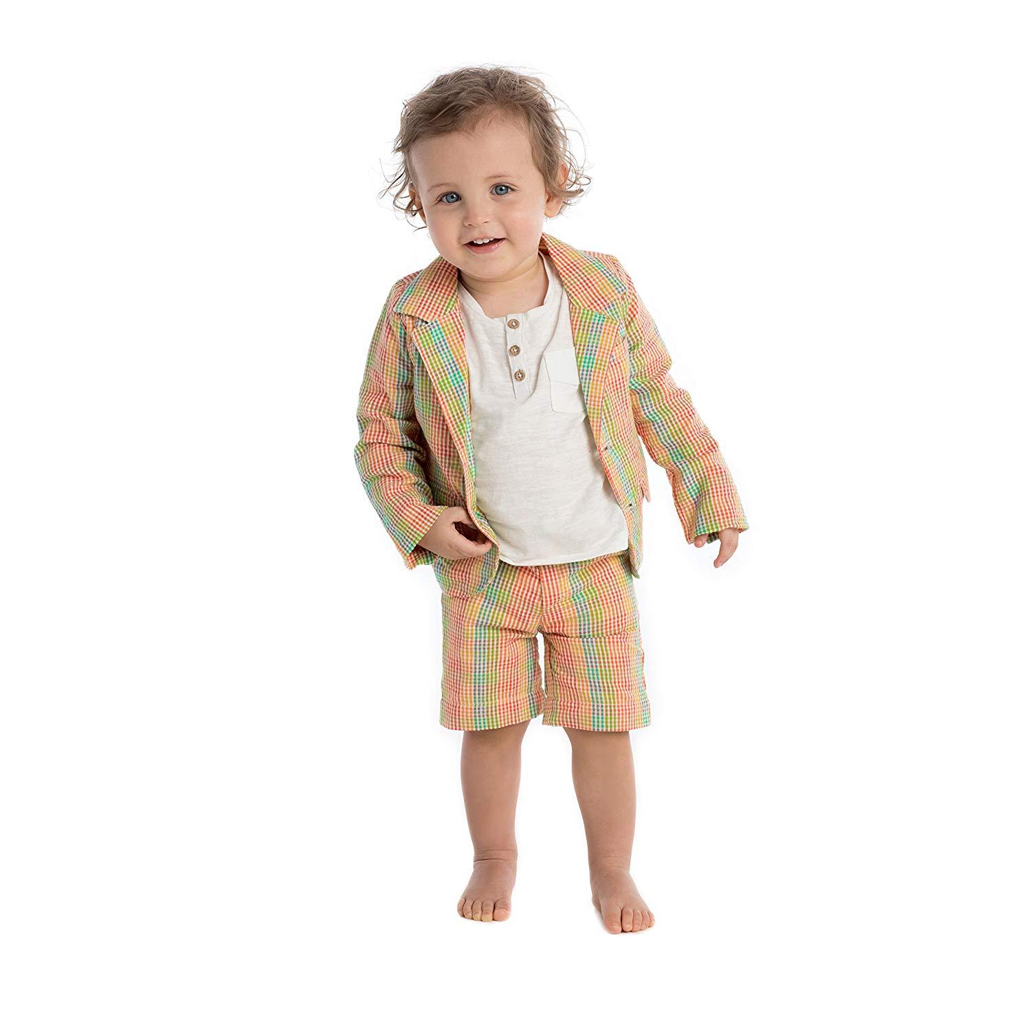 Masala Baby Boy'S Crosby Blazer Plaid, Multi, 3-6 Months