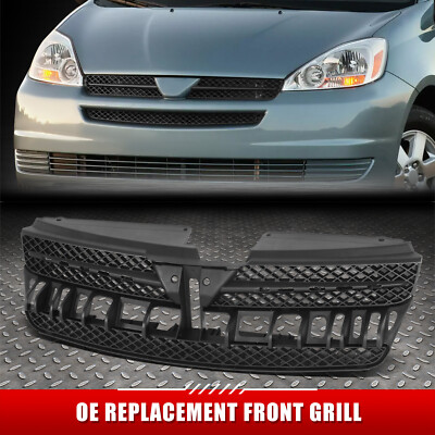 Для 04-08 Toyota Sienna OE Style Хромированная черная передняя решетка радиатора с эмблемой