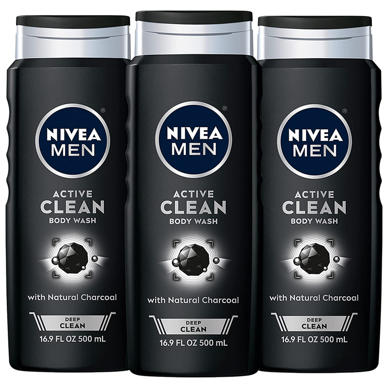 Nivea Men DEEP Active Clean Charcoal Body Wash, Cleansing Body Wash with Natural