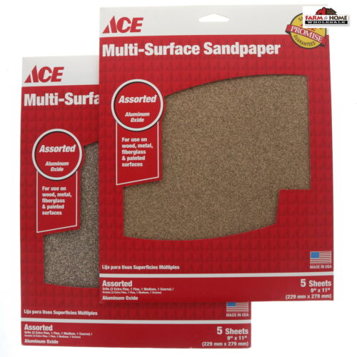 10 Sheets Sandpaper Sanding Assortment Aluminum Oxide ~ New